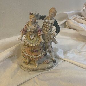 Vintage Porcelain Figurine Couple Bone China Lace